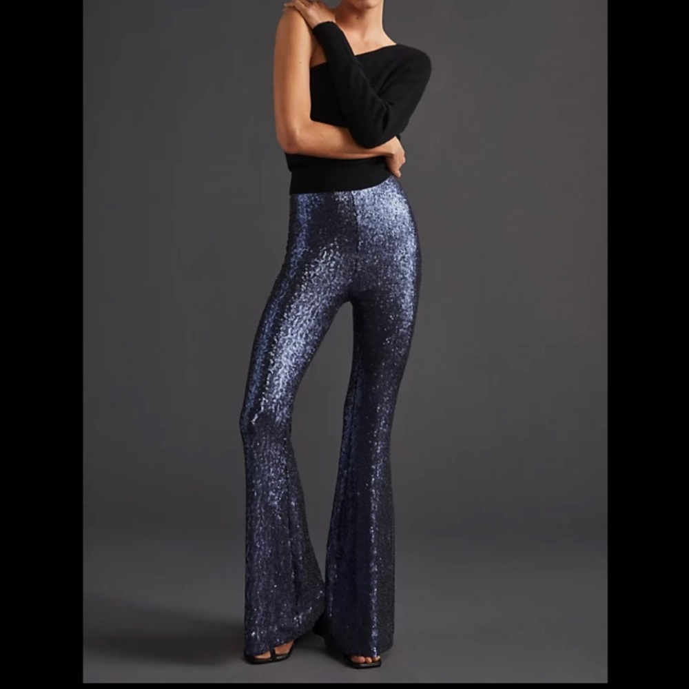 Anthropologie NWT The Joni Sequined Flare Pants Size 10.